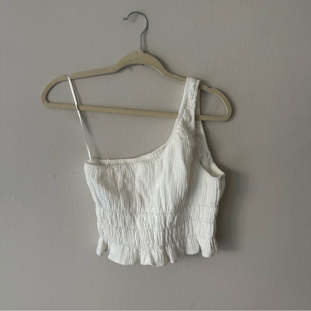 L Space Ivy One Shoulder Top Cream Gauze Beach Coastal Boho Small NWT - Picture 5 of 10